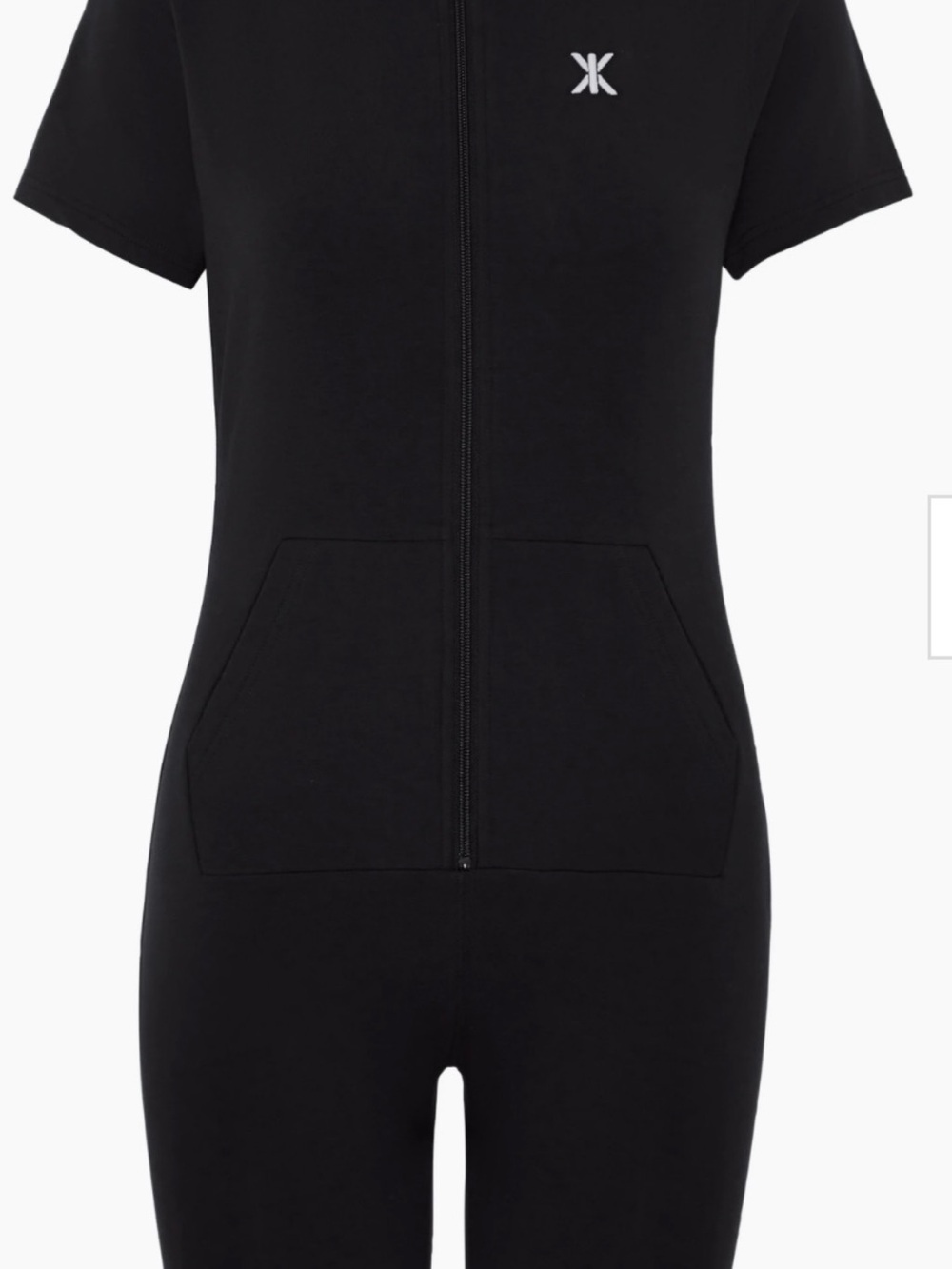 Onepiece Women’s Black Short-Sleeve Zip Front Jumpsuit Size L Plus
